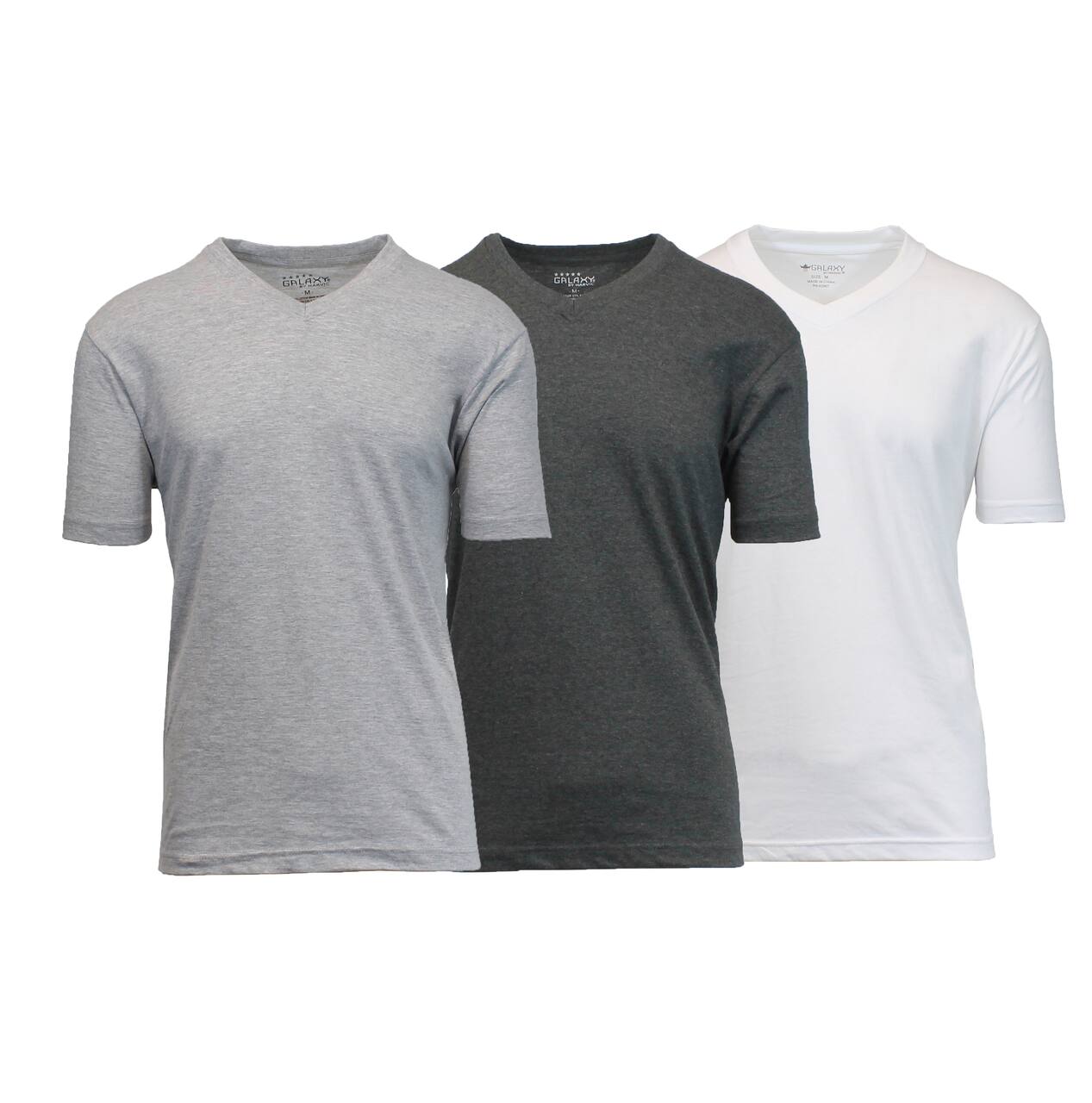 Galaxy by Harvic Men's Short Sleeve V-Neck T-Shirt 3 Pack